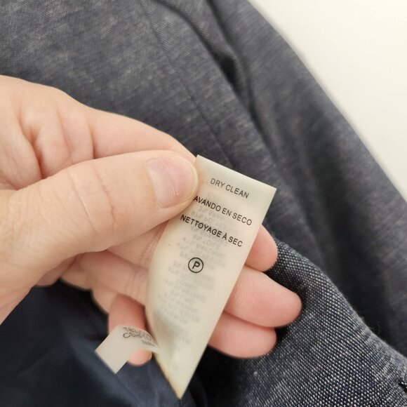 Calvin Klein Navy Blue Button Front Blazer Jacket Linen Blend Petite 2 (2P) - Picture 8 of 8